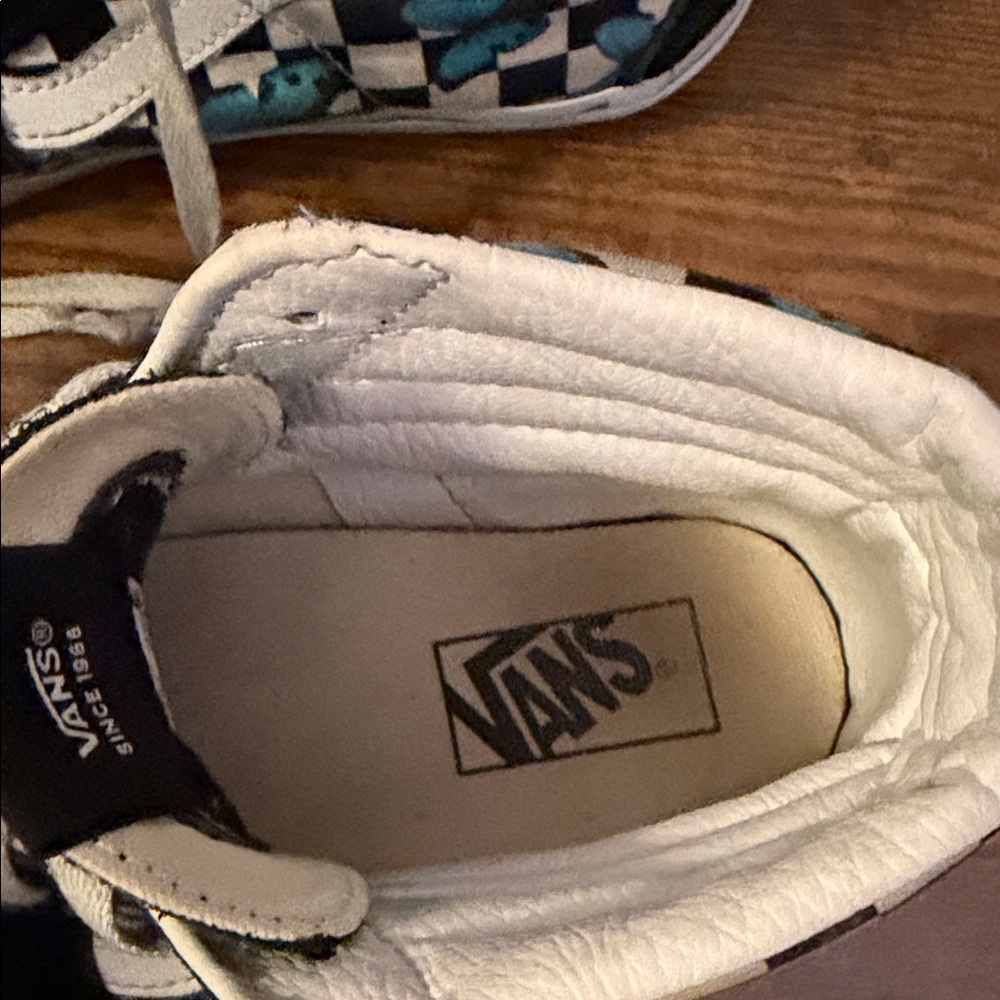 Vans High-Top Sneakers - Black and Blue Butterfly Checkered - Picture 3 of 5
